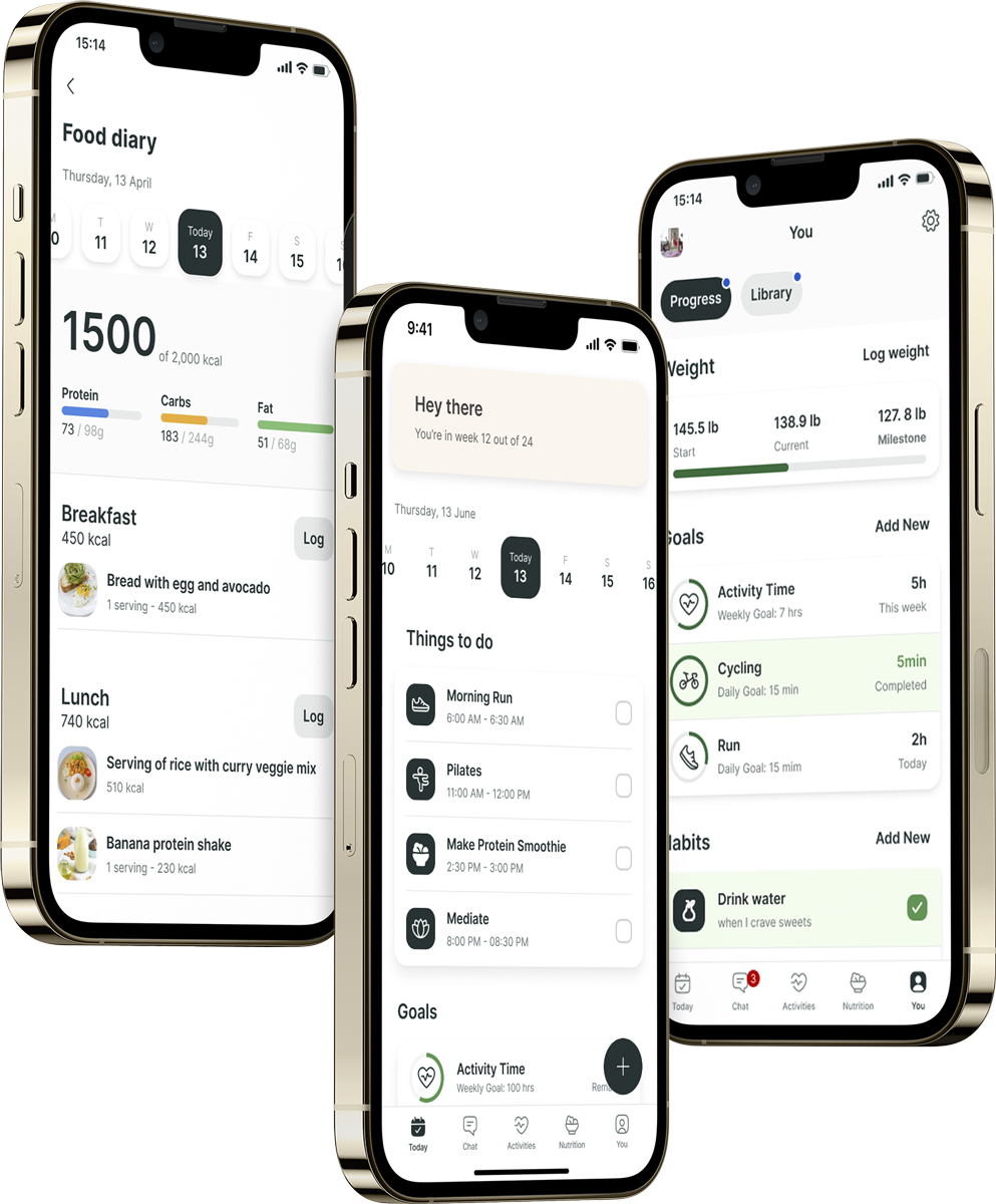 A mockup of the coaching app showcasing the features.